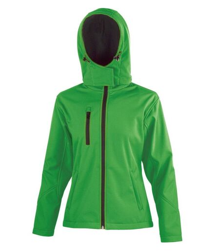 Ladies Hooded Soft Shell Jacket, Vivid Green/Black, L/14, Result Core