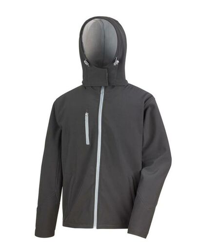 Hooded Soft Shell Jacket, Black/Grey, 3XL, Result Core