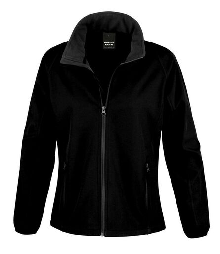 Ladies Printable Soft Shell Jacket, Black/Black, L/14, Result Core