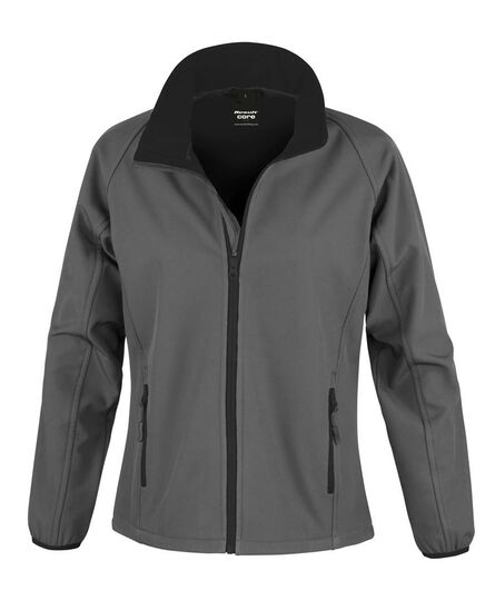 Ladies Printable Soft Shell Jacket, Charcoal/Black, L/14, Result Core