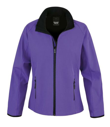 Ladies Printable Soft Shell Jacket, Purple/Black, L/14, Result Core