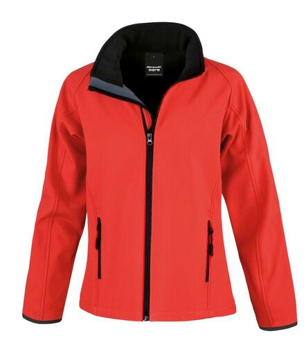 Ladies Printable Soft Shell Jacket, Red/Black, L/14, Result Core
