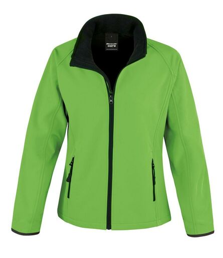 Ladies Printable Soft Shell Jacket, Vivid Green/Black, L/14, Result Core