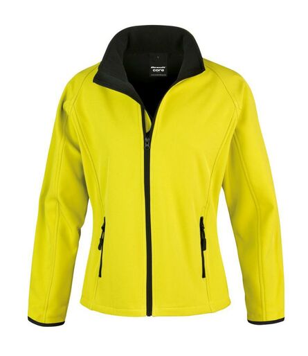 Ladies Printable Soft Shell Jacket, Yellow/Black, L/14, Result Core