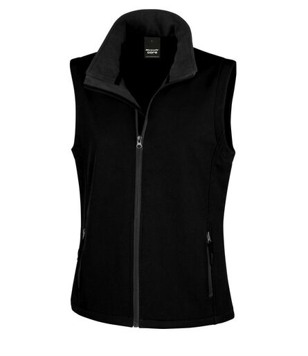 Ladies Printable Soft Shell Bodywarmer, Black/Black, L/14, Result Core