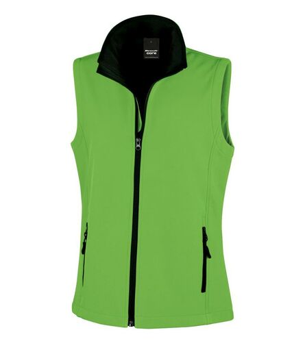 Ladies Printable Soft Shell Bodywarmer, Vivid Green/Black, L/14, Result Core