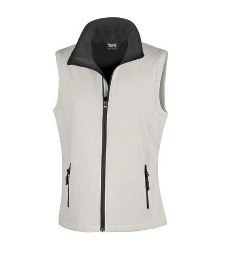 Ladies Printable Soft Shell Bodywarmer, White/Black, L/14, Result Core