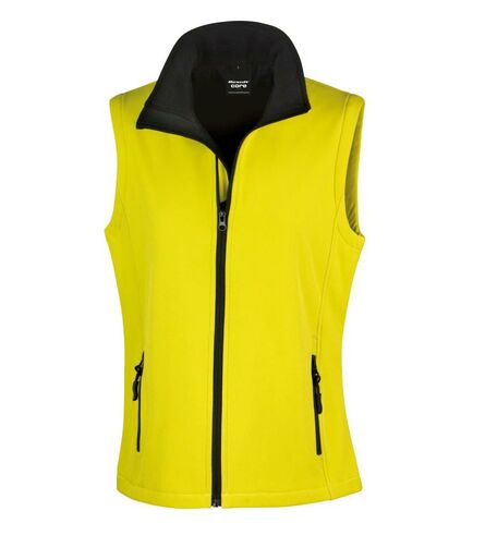 Ladies Printable Soft Shell Bodywarmer, Yellow/Black, L/14, Result Core