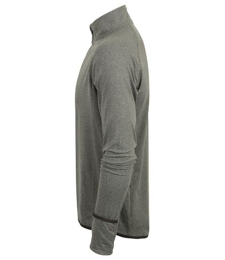 Long Sleeve Zip Neck Performance Top, Grey Marl, L, Tombo
