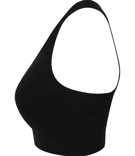 Ladies Seamless Crop Top, Black, L, Tombo