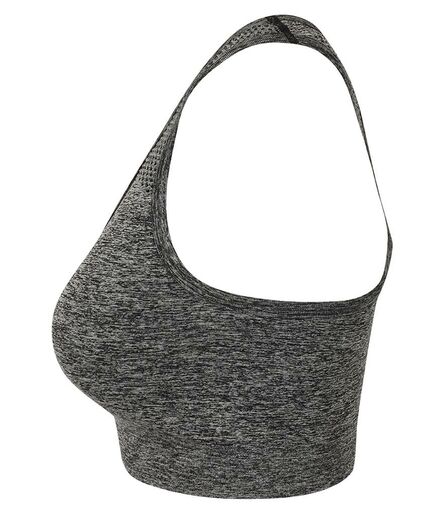 Ladies Seamless Crop Top, Dark Grey Marl, L, Tombo