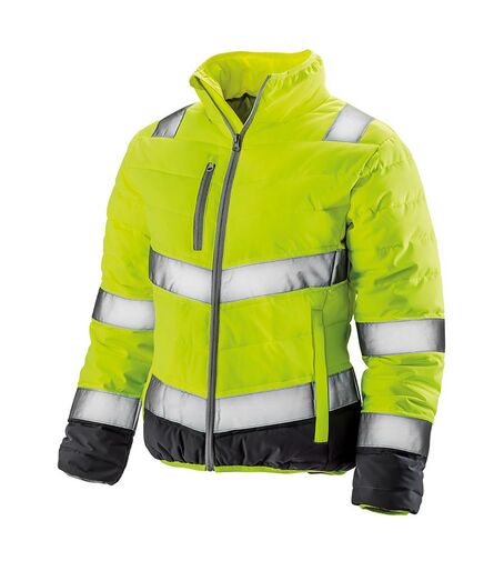 Ladies Soft Safety Jacket, Fluorescent Yellow/Grey, L, Result Safe-Guard