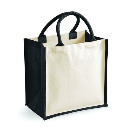 Printers Midi Jute Tote, Black, ONE, Westford Mill