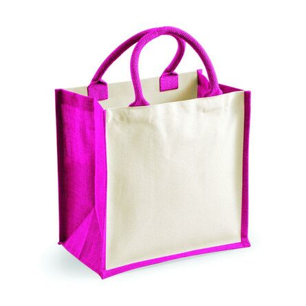 Printers Midi Jute Tote, Fuchsia, ONE, Westford Mill