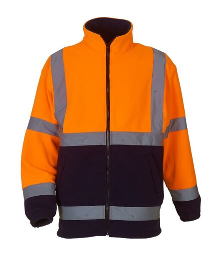 Hi-Vis Heavyweight Fleece Jacket, Orange/Navy, 3XL, Yoko