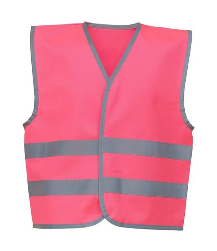 Kids Hi-Vis Two Band Waistcoat, Pink, L, Yoko
