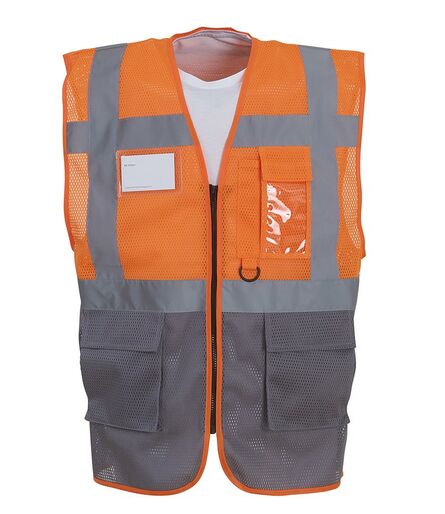 Hi-Vis Top Cool Open Mesh Executive Waistcoat, Orange/Grey, 3XL, Yoko