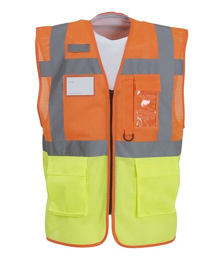 Hi-Vis Top Cool Open Mesh Executive Waistcoat, Orange/Yellow, 3XL, Yoko