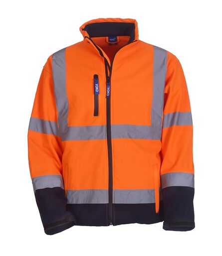 Hi-Vis Soft Shell Jacket, Orange/Navy, 3XL, Yoko