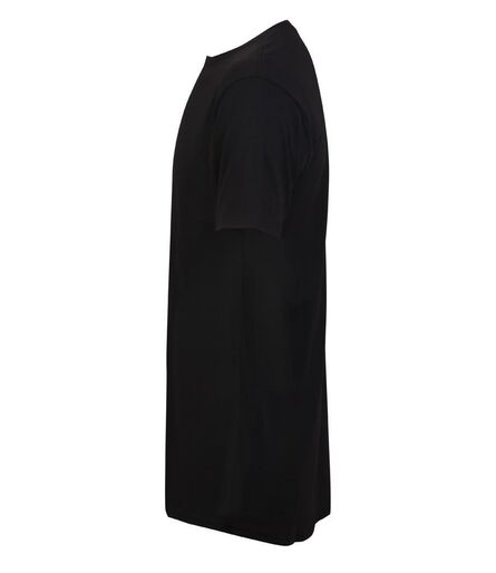 Men Longline Dipped Hem T-Shirt, Black, L, SF