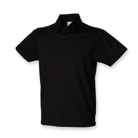 Men Stretch Piqué Polo Shirt, Black, L, SF