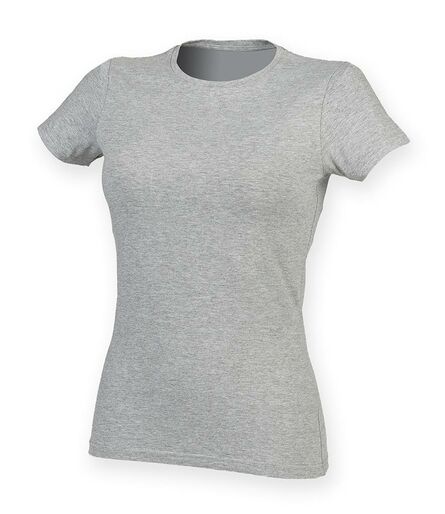 Ladies Feel Good Stretch T-Shirt, Heather Grey, L, SF