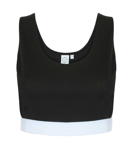 Ladies Fashion Crop Top, Black/White, L, SF