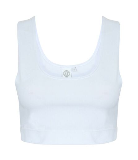 Ladies Fashion Crop Top, White/White, L, SF
