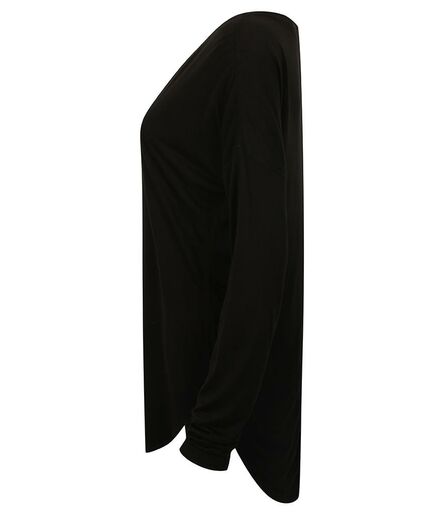 Ladies Long Sleeve Slounge Top, Black, L, SF