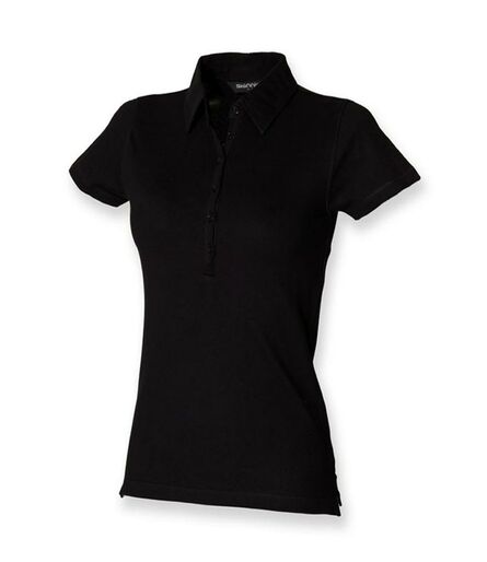 Ladies Stretch Piqué Polo Shirt, Black, L, SF
