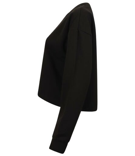 Ladies Cropped Slounge Sweatshirt, Black, L, SF