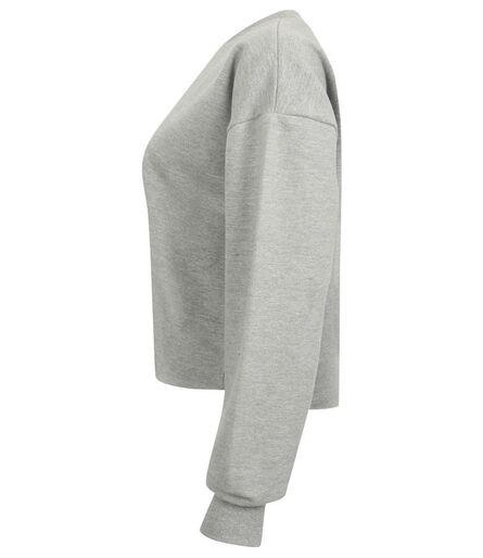 Ladies Cropped Slounge Sweatshirt, Heather Grey, L, SF