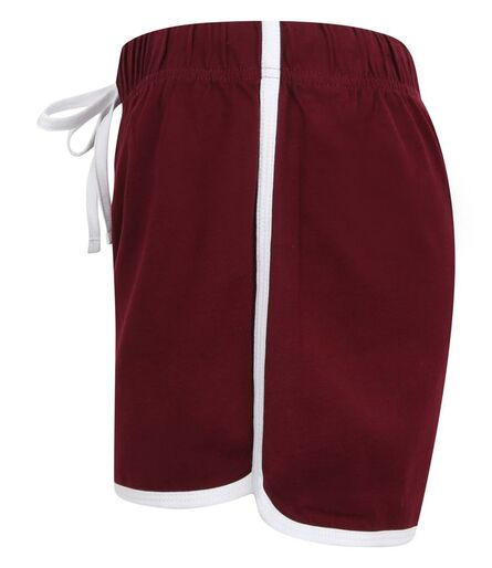 Ladies Retro Shorts, Burgundy/White, L/14, SF