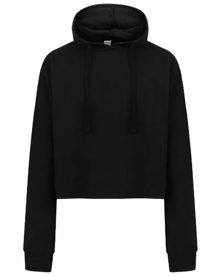 Ladies Cropped Slounge Hoodie, Black, L, SF