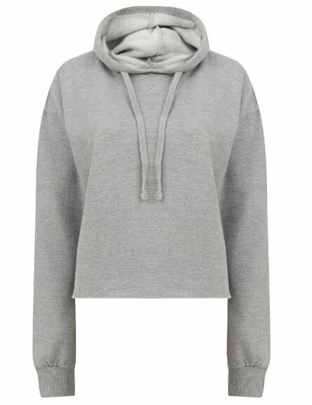 Ladies Cropped Slounge Hoodie, Heather Grey, L, SF