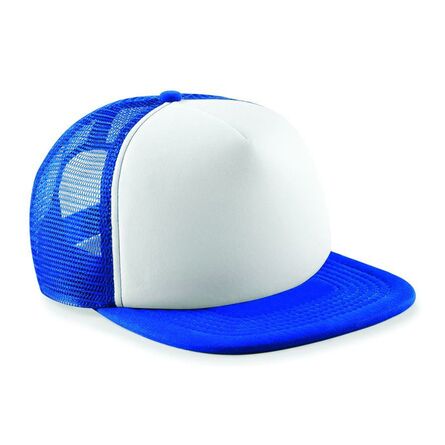 Kids Vintage Snapback Trucker Cap, Bright Royal/White, ONE, Beechfield
