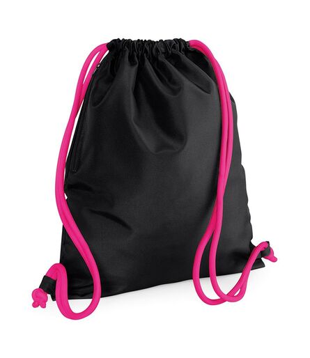 BagBase Icon Gymsac, Black/Fuchsia, ONE, Bagbase