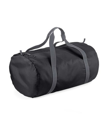 BagBase Packaway Barrel Bag, Black/Graphite Grey, ONE, Bagbase