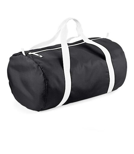 BagBase Packaway Barrel Bag, Black/White, ONE, Bagbase