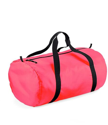BagBase Packaway Barrel Bag, Fluorescent Pink/Black, ONE, Bagbase