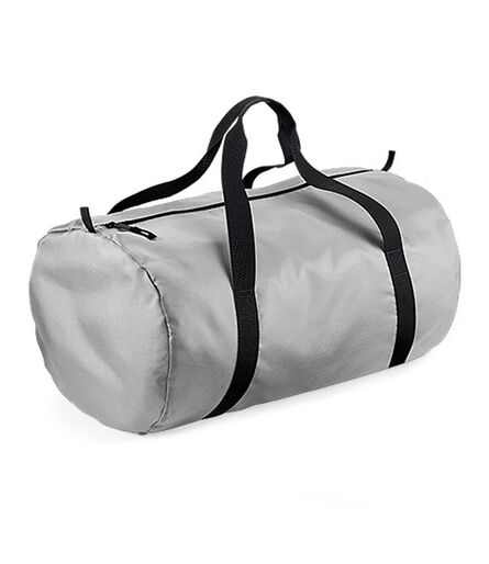 BagBase Packaway Barrel Bag, Silver/Black, ONE, Bagbase