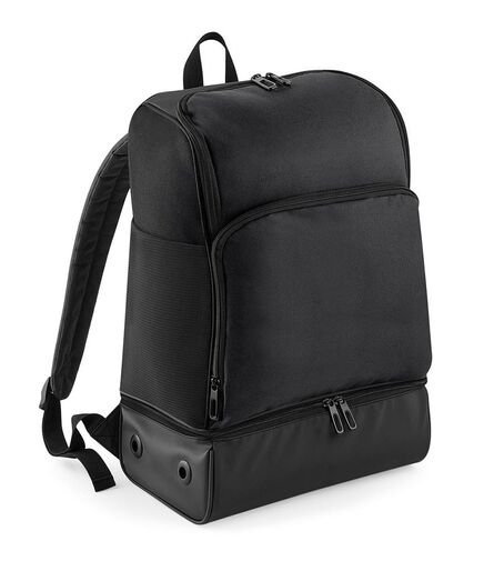 BagBase Hardbase Sports Backpack, Black/Black, ONE, Bagbase