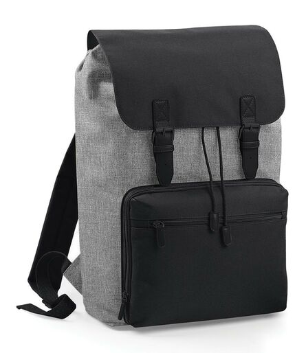 Vintage Laptop Backpack, Grey Marl/Black, ONE, BagBase
