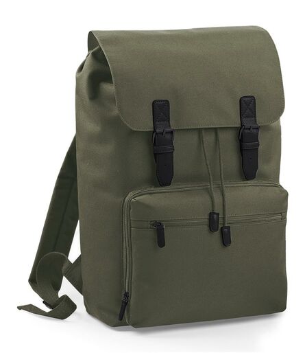 Vintage Laptop Backpack, Olive Green/Black, ONE, BagBase