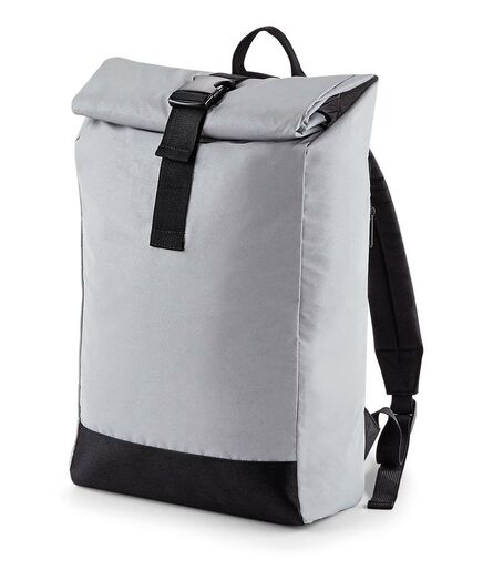BagBase Reflective Roll-Top Backpack, Silver Reflective, ONE, Bagbase