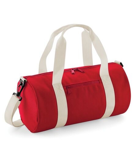 Mini Barrel Bag, Classic Red/Off White, ONE, BagBase