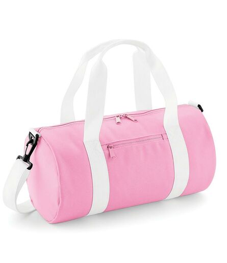 Mini Barrel Bag, Classic Pink/White, ONE, BagBase