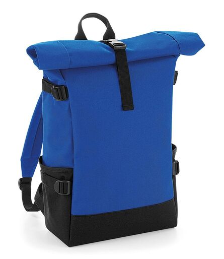 Block Roll-Top Backpack, Bright Royal/Black, ONE, BagBase