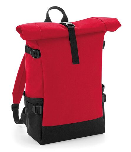 Block Roll-Top Backpack, Classic Red/Black, ONE, BagBase