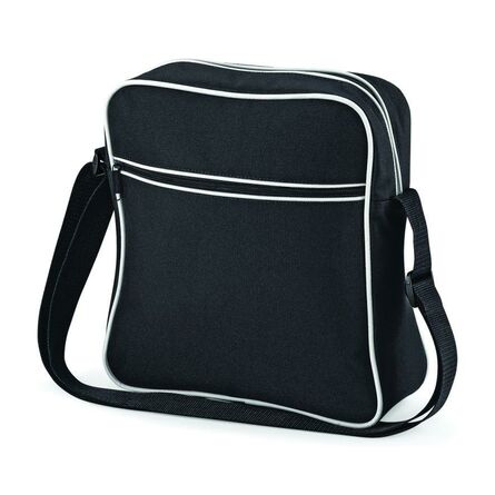 Retro Flight Bag, Black/White, ONE, BagBase